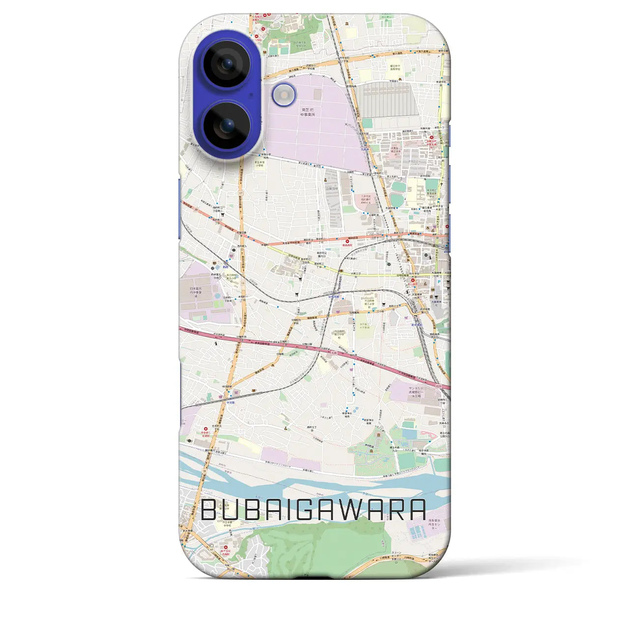【分倍河原(東京都)】地図柄iPhoneケース(バックカバータイプ)ブラック・iPhone 16 Pro Max 用