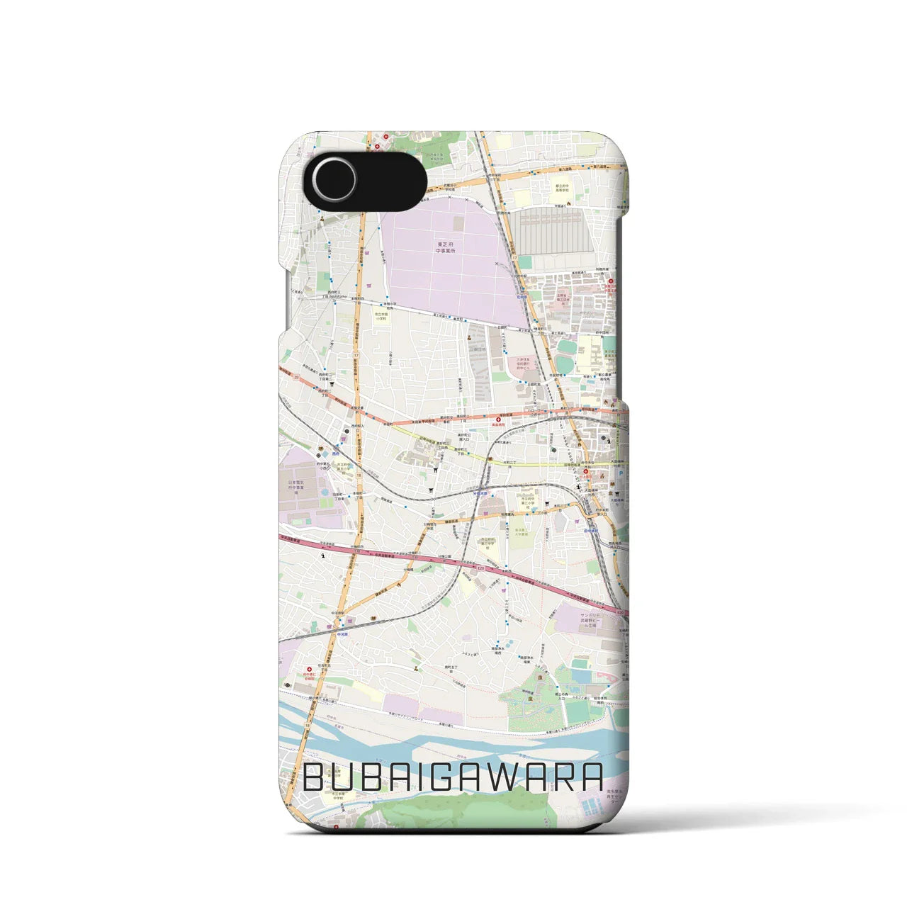 【分倍河原(東京都)】地図柄iPhoneケース(バックカバータイプ)