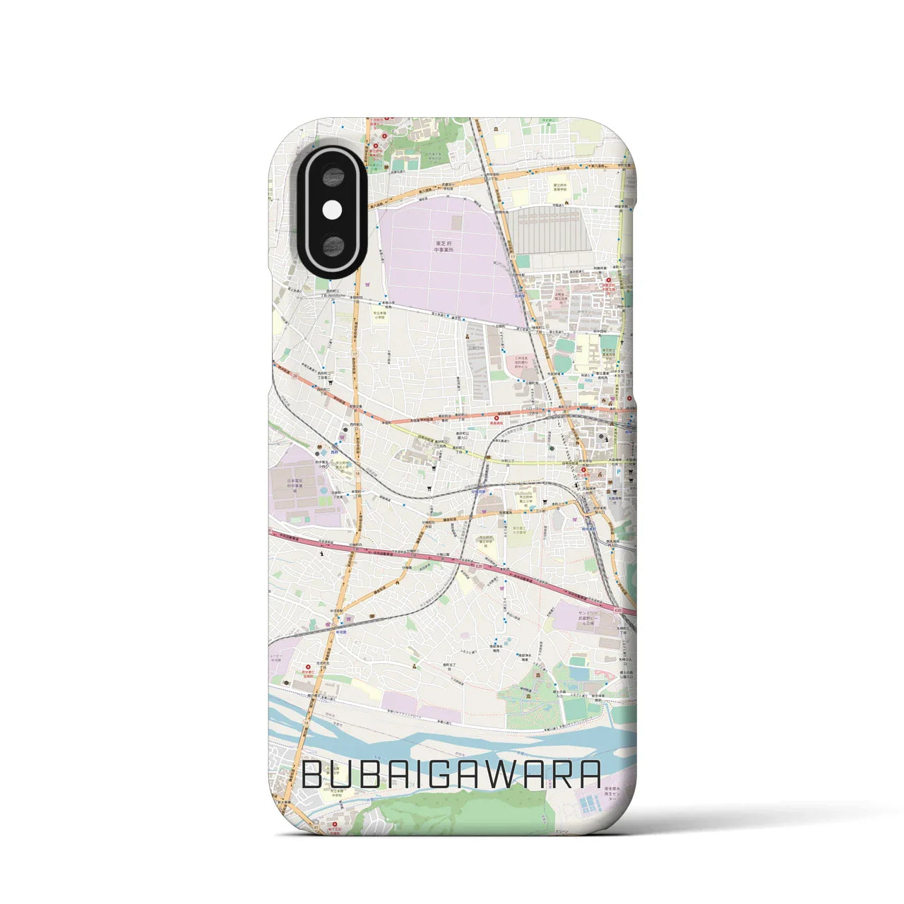 【分倍河原(東京都)】地図柄iPhoneケース(バックカバータイプ)