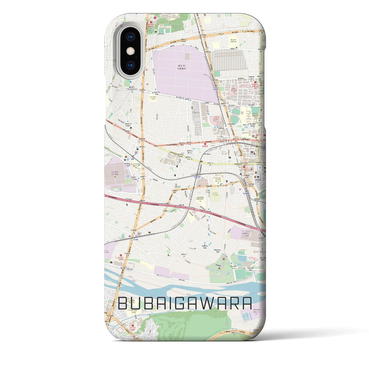 【分倍河原(東京都)】地図柄iPhoneケース(バックカバータイプ)