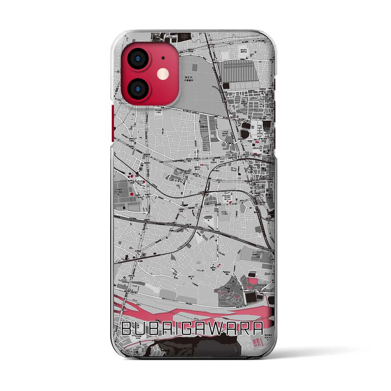 【分倍河原(東京都)】地図柄iPhoneケース(クリアタイプ)