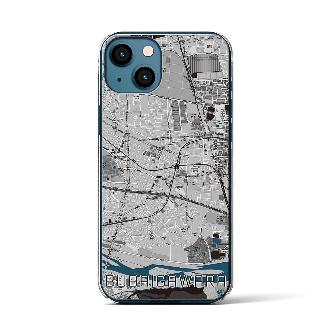 【分倍河原(東京都)】地図柄iPhoneケース(クリアタイプ)