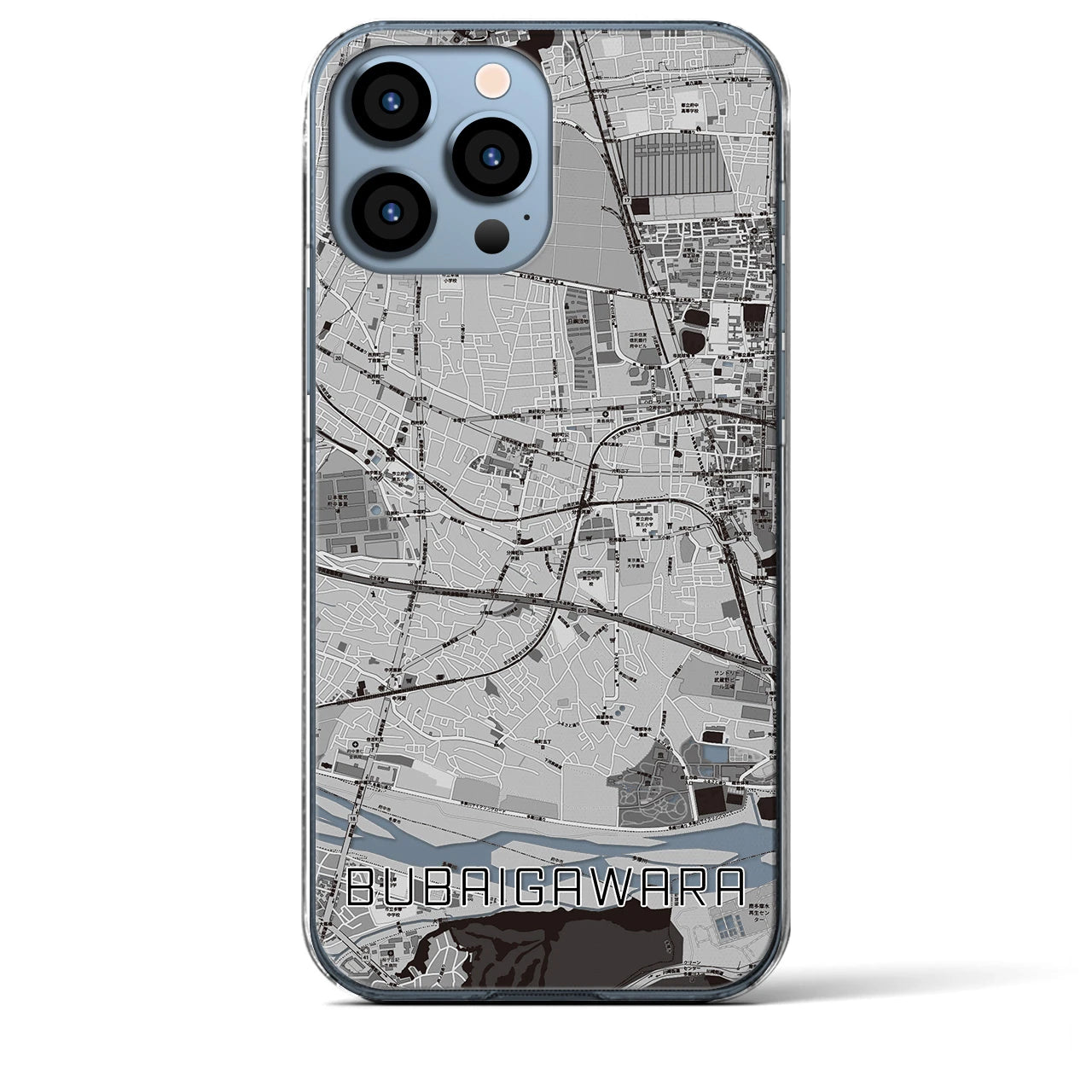 【分倍河原(東京都)】地図柄iPhoneケース(クリアタイプ)