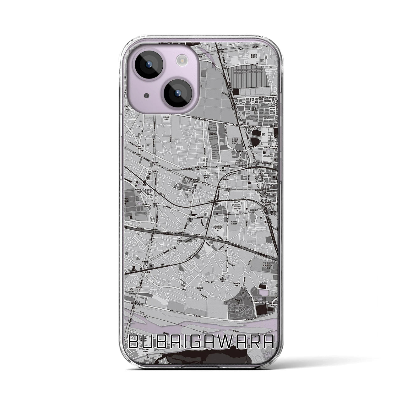 【分倍河原(東京都)】地図柄iPhoneケース(クリアタイプ)