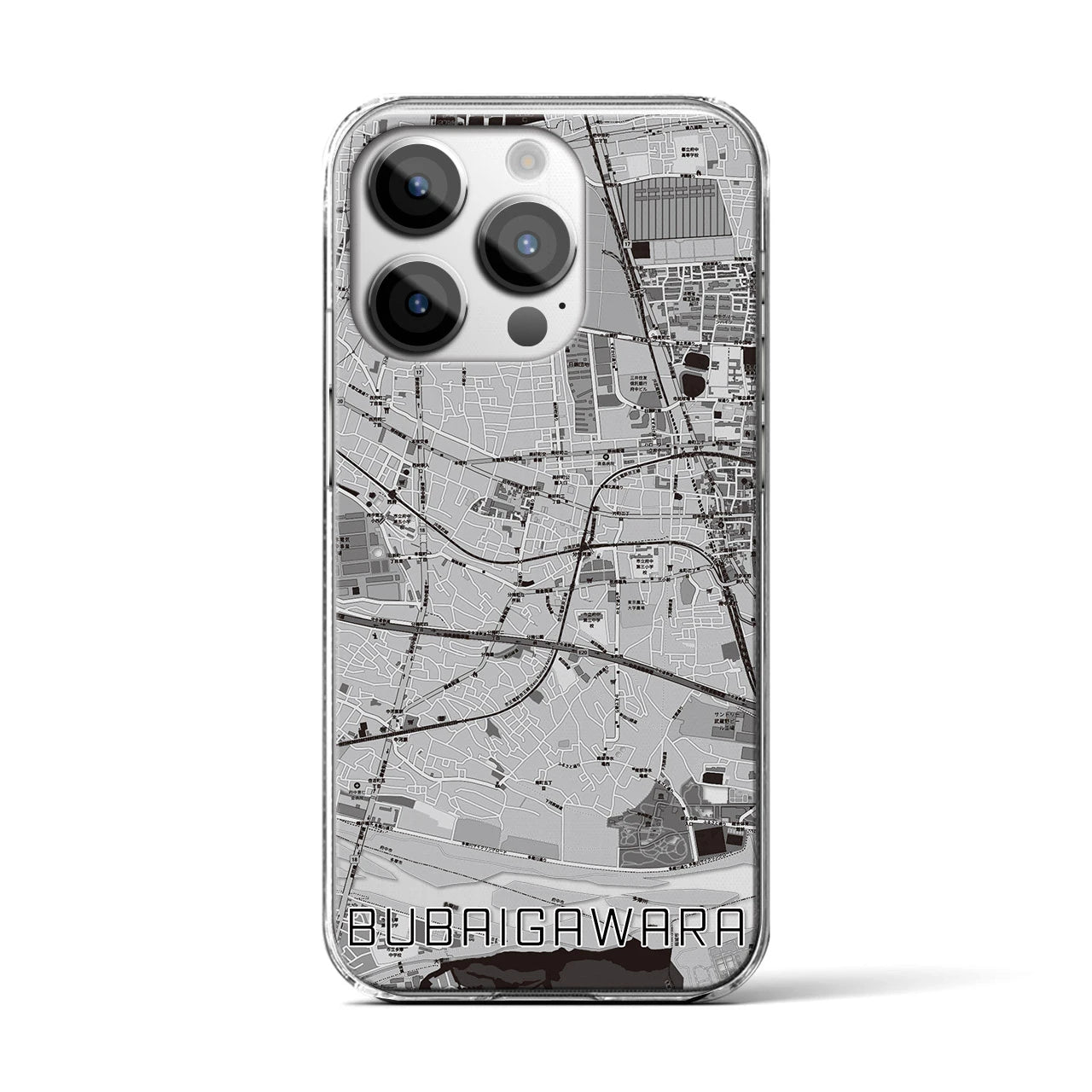 【分倍河原(東京都)】地図柄iPhoneケース(クリアタイプ)