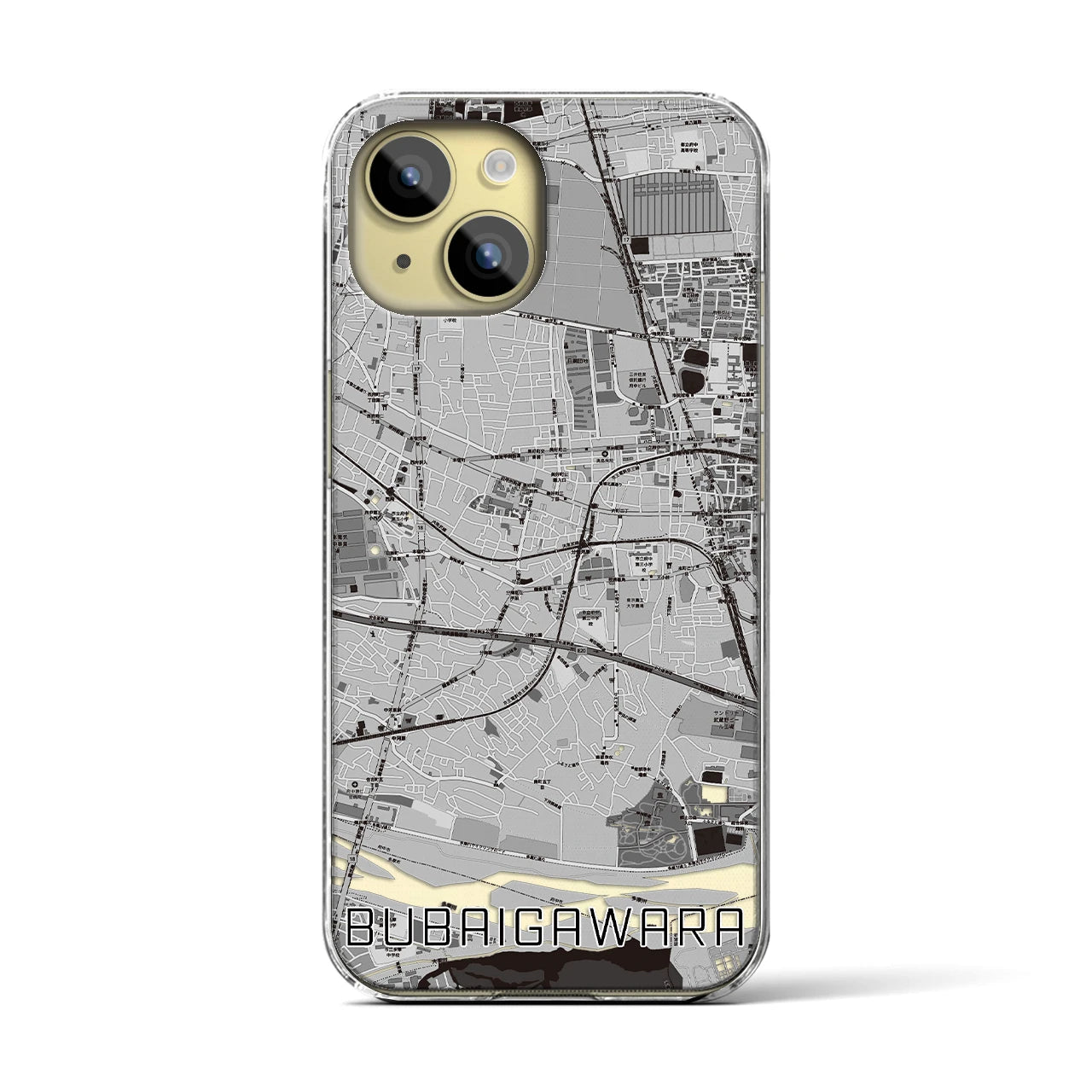 【分倍河原(東京都)】地図柄iPhoneケース(クリアタイプ)
