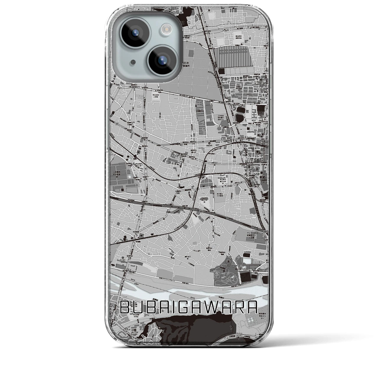 【分倍河原(東京都)】地図柄iPhoneケース(クリアタイプ)