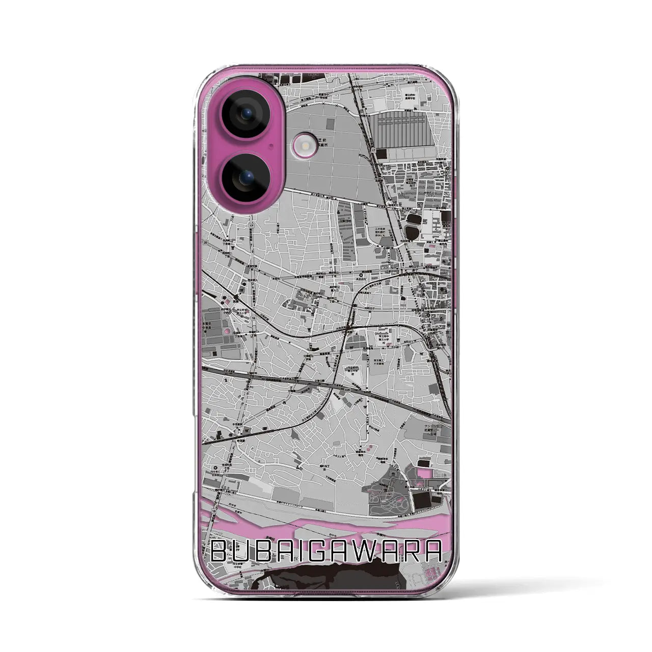 【分倍河原(東京都)】地図柄iPhoneケース(クリアタイプ)