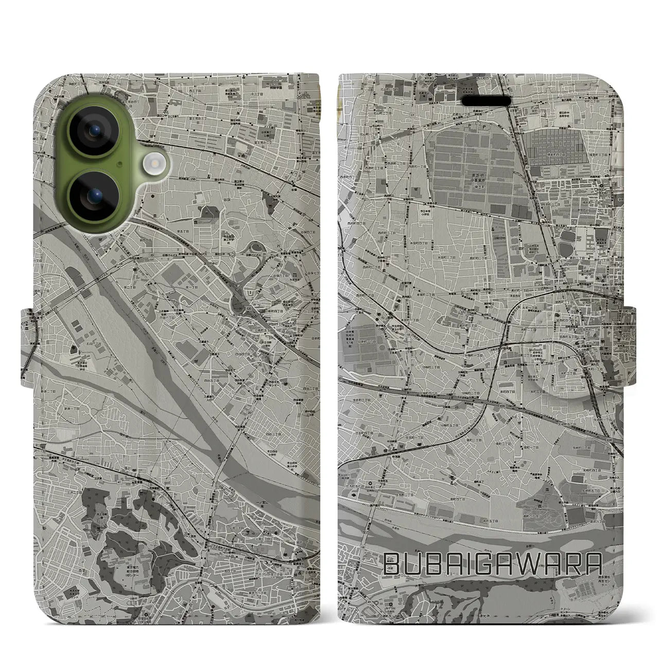 【分倍河原(東京都)】地図柄iPhoneケース(手帳タイプ)