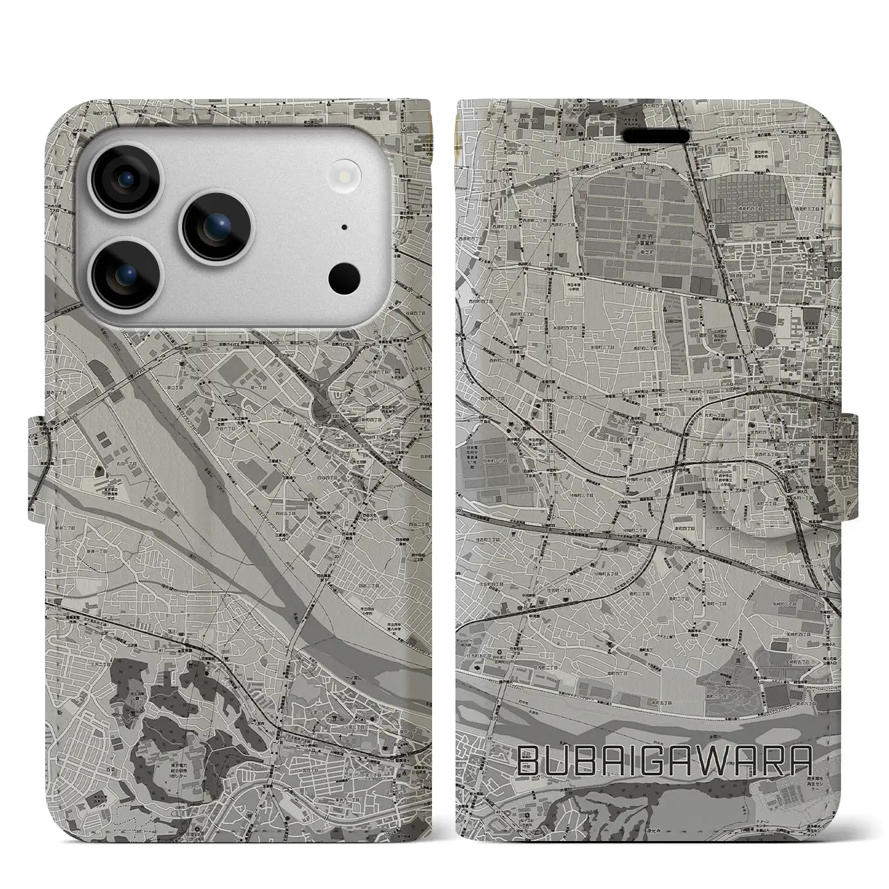 【分倍河原(東京都)】地図柄iPhoneケース(手帳タイプ)