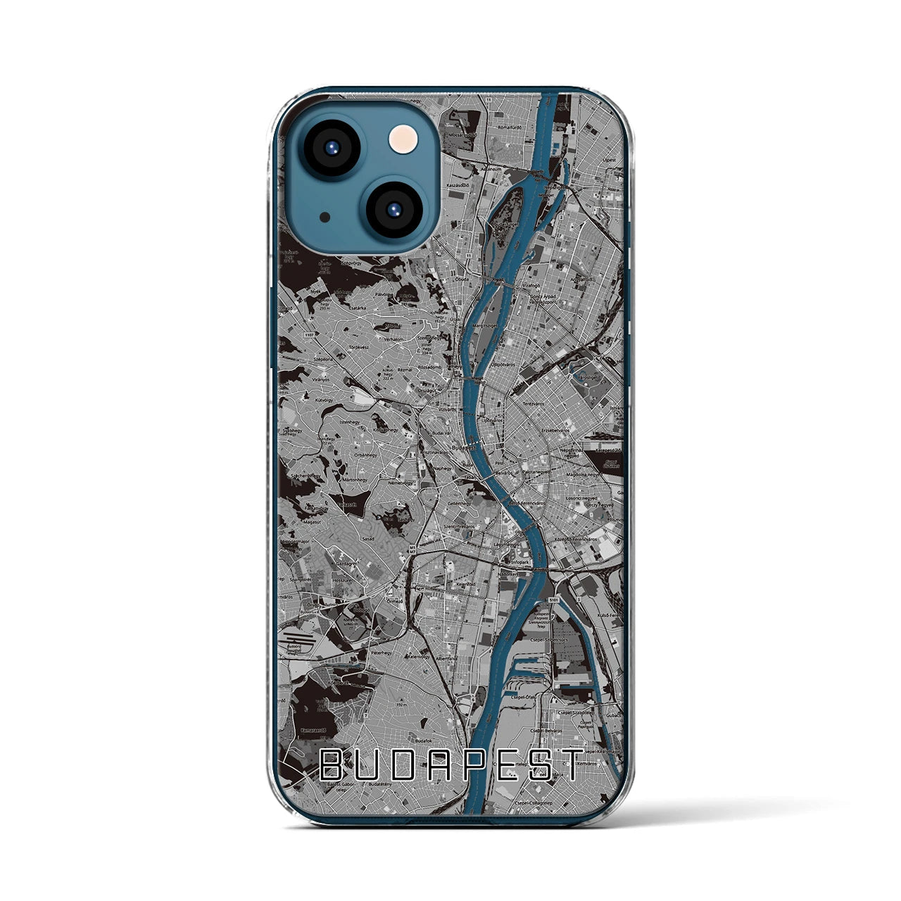 【ブダペスト(ハンガリー)】地図柄iPhoneケース(クリアタイプ)