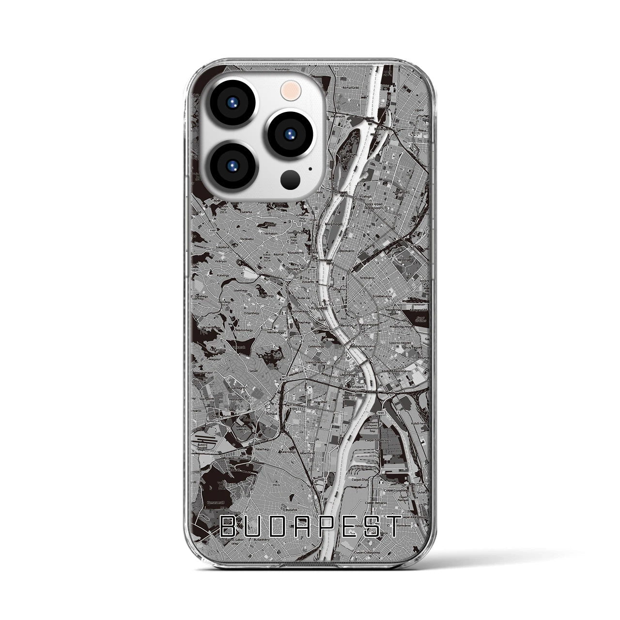 【ブダペスト(ハンガリー)】地図柄iPhoneケース(クリアタイプ)