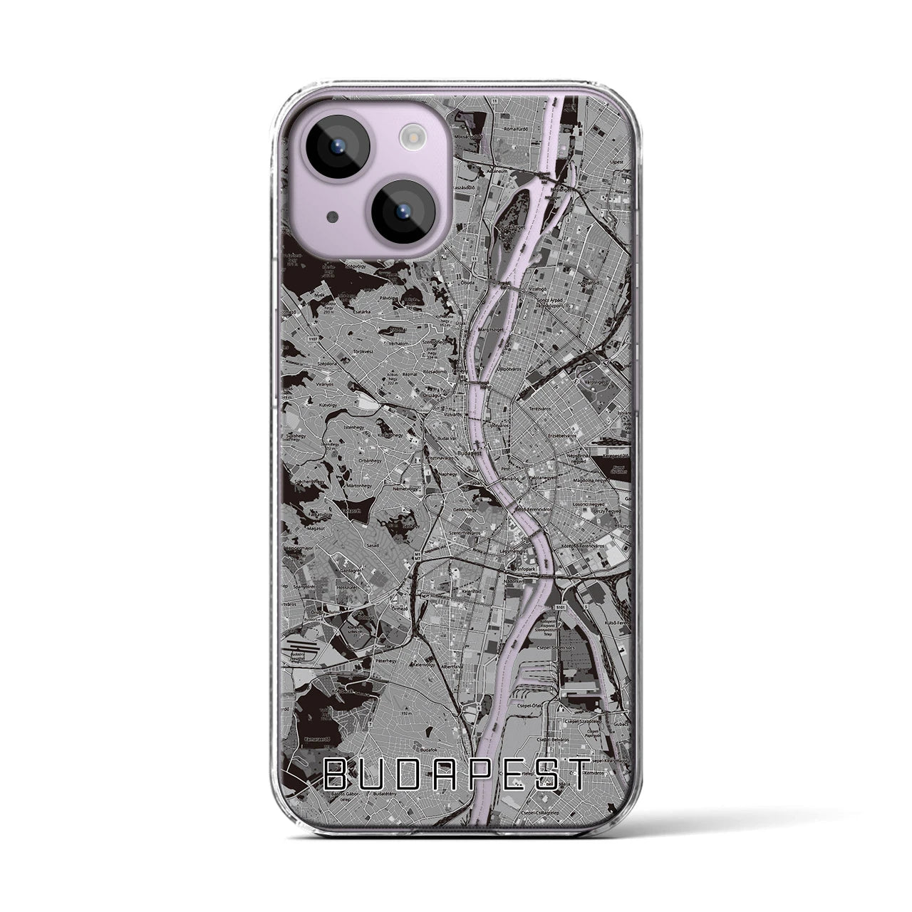 【ブダペスト(ハンガリー)】地図柄iPhoneケース(クリアタイプ)