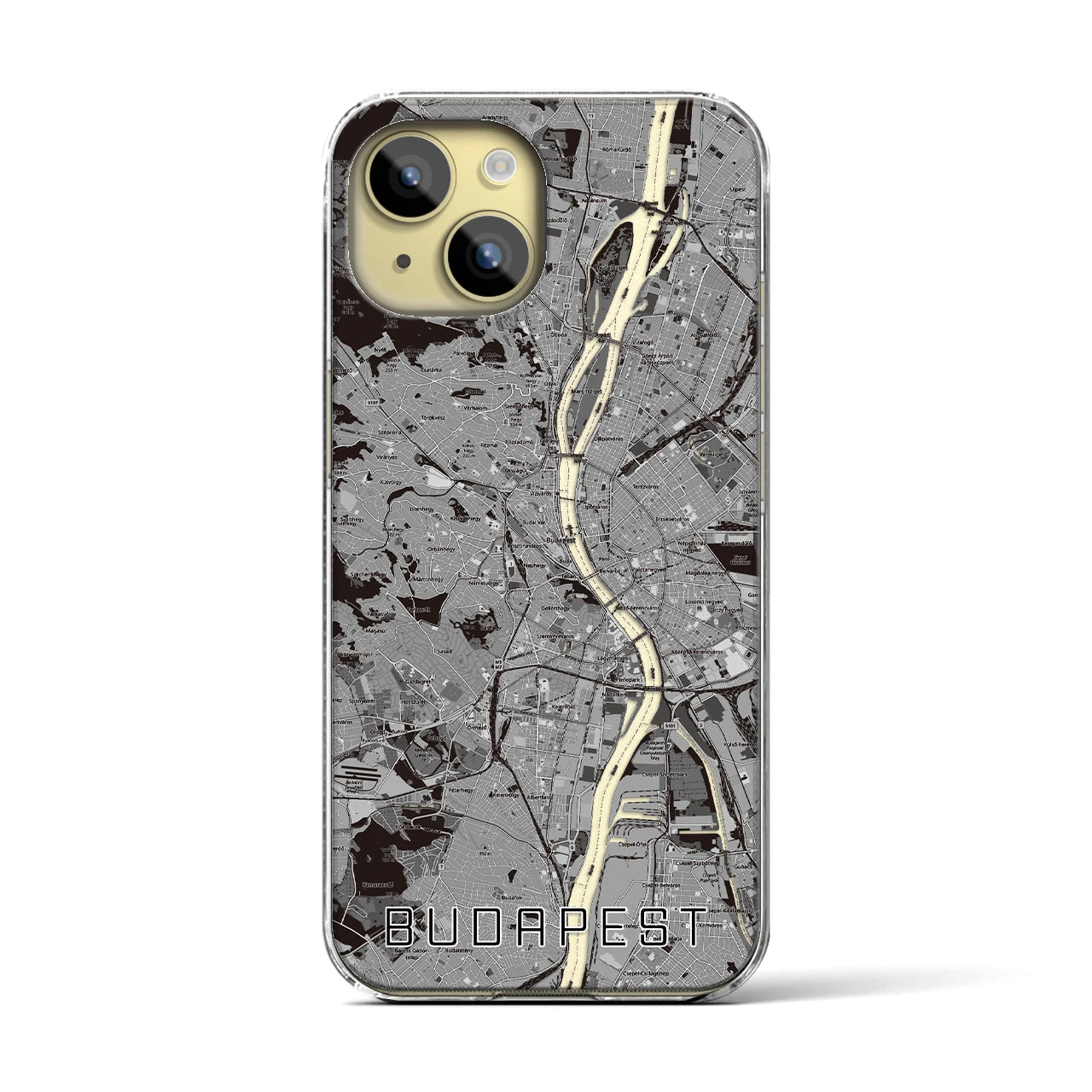 【ブダペスト(ハンガリー)】地図柄iPhoneケース(クリアタイプ)
