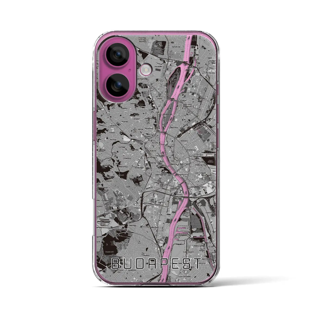 【ブダペスト(ハンガリー)】地図柄iPhoneケース(クリアタイプ)