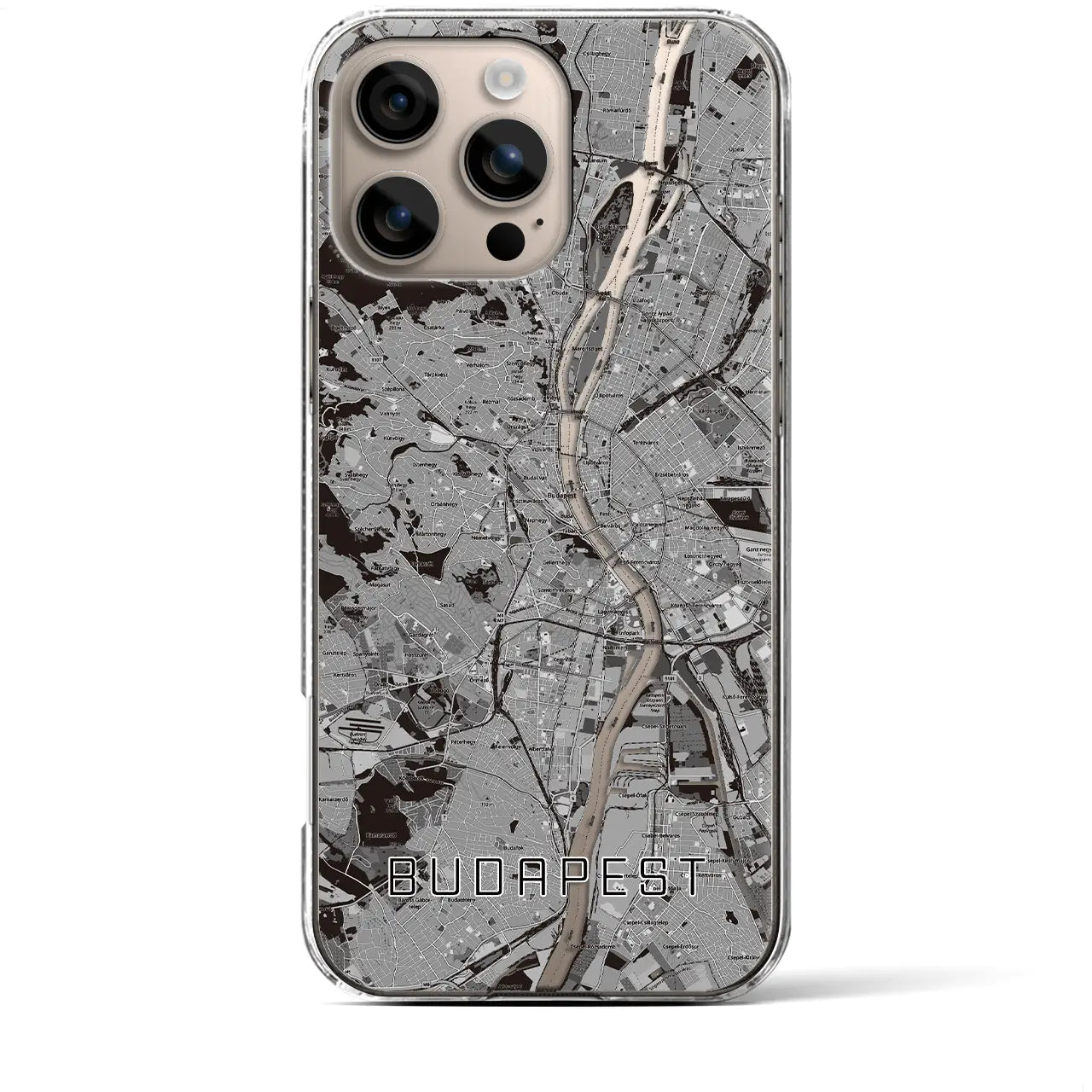 【ブダペスト(ハンガリー)】地図柄iPhoneケース(クリアタイプ)