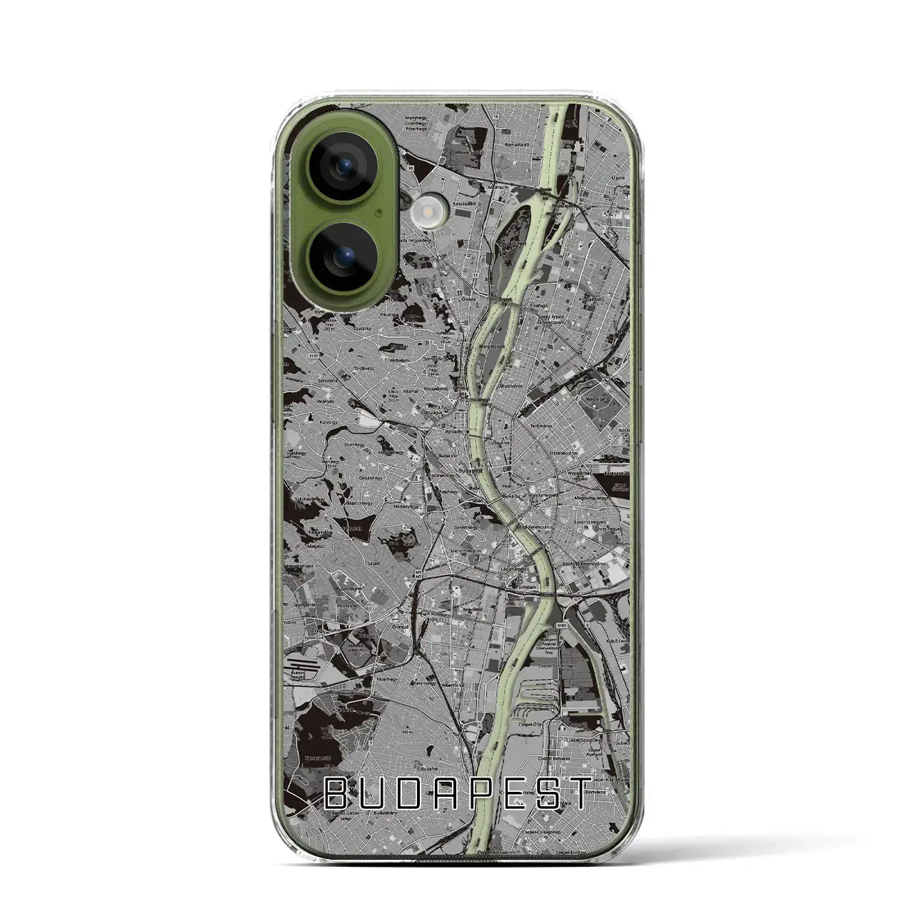 【ブダペスト(ハンガリー)】地図柄iPhoneケース(クリアタイプ)モノトーン・iPhone 17 Pro Max 用