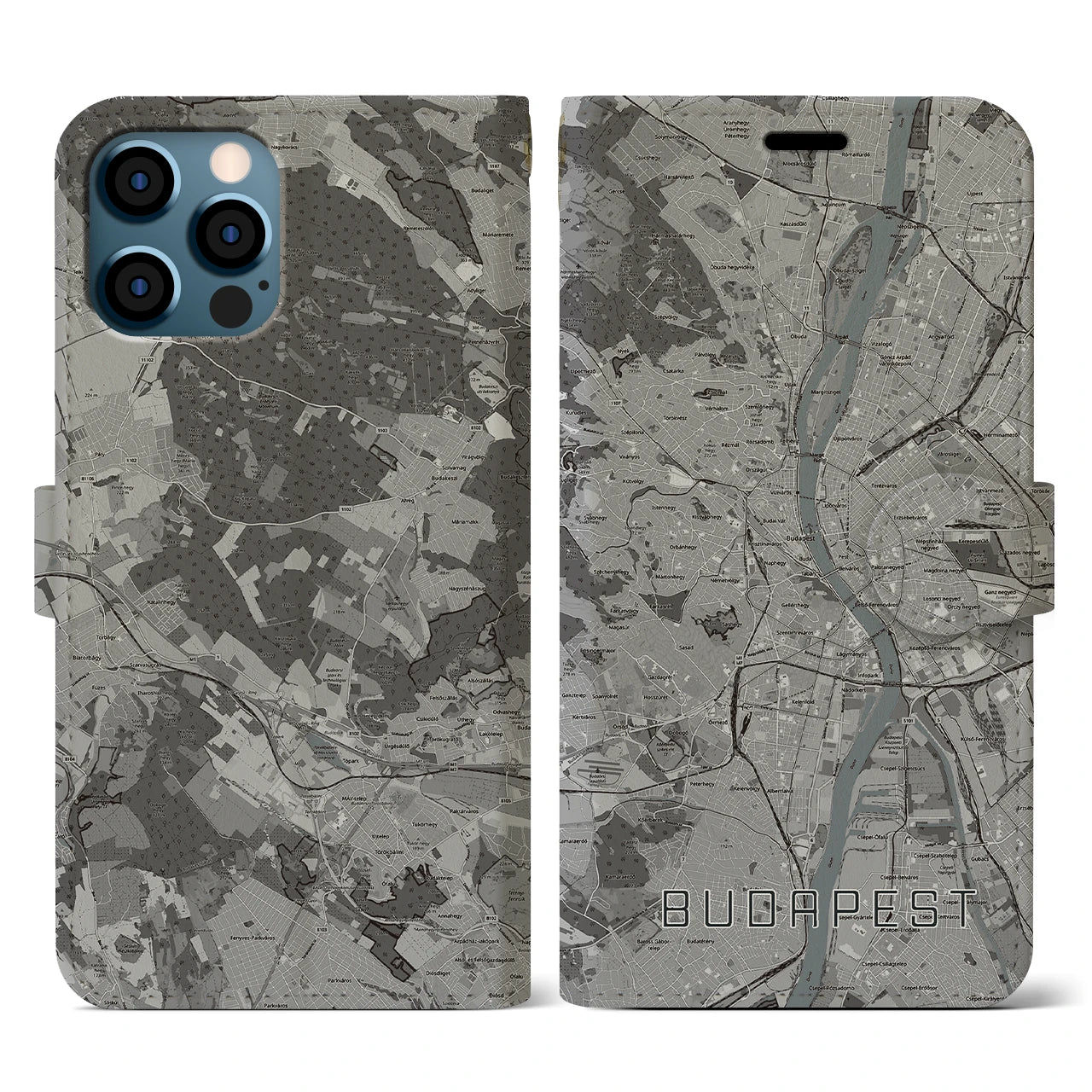 【ブダペスト(ハンガリー)】地図柄iPhoneケース(手帳タイプ)