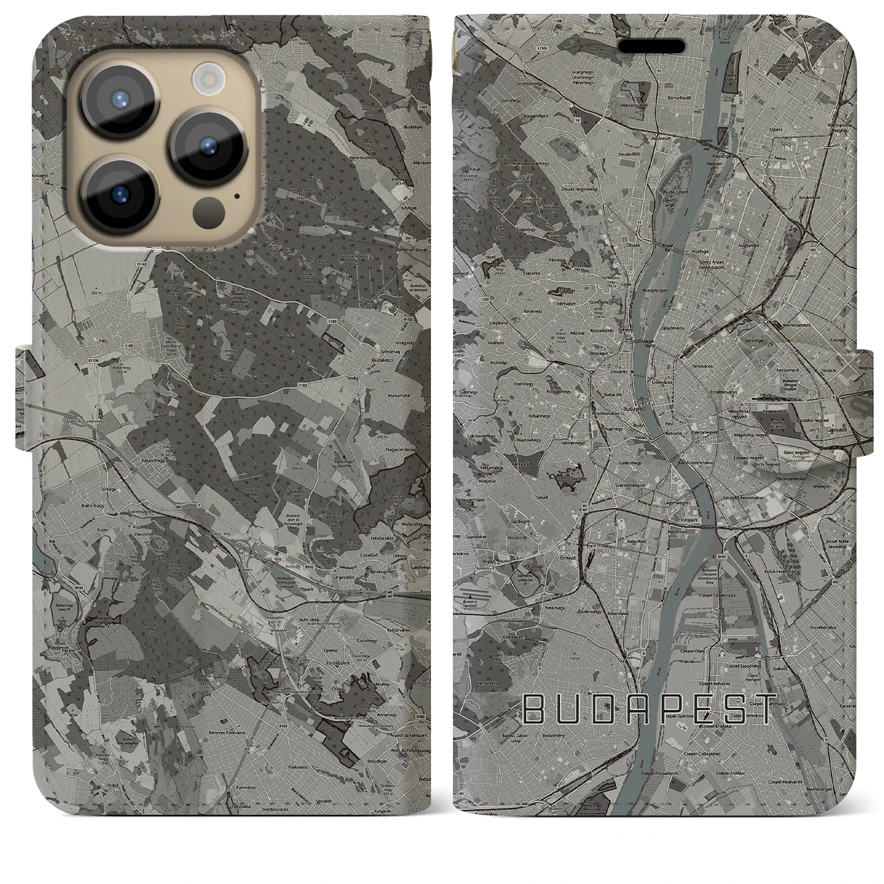 【ブダペスト(ハンガリー)】地図柄iPhoneケース(手帳タイプ)