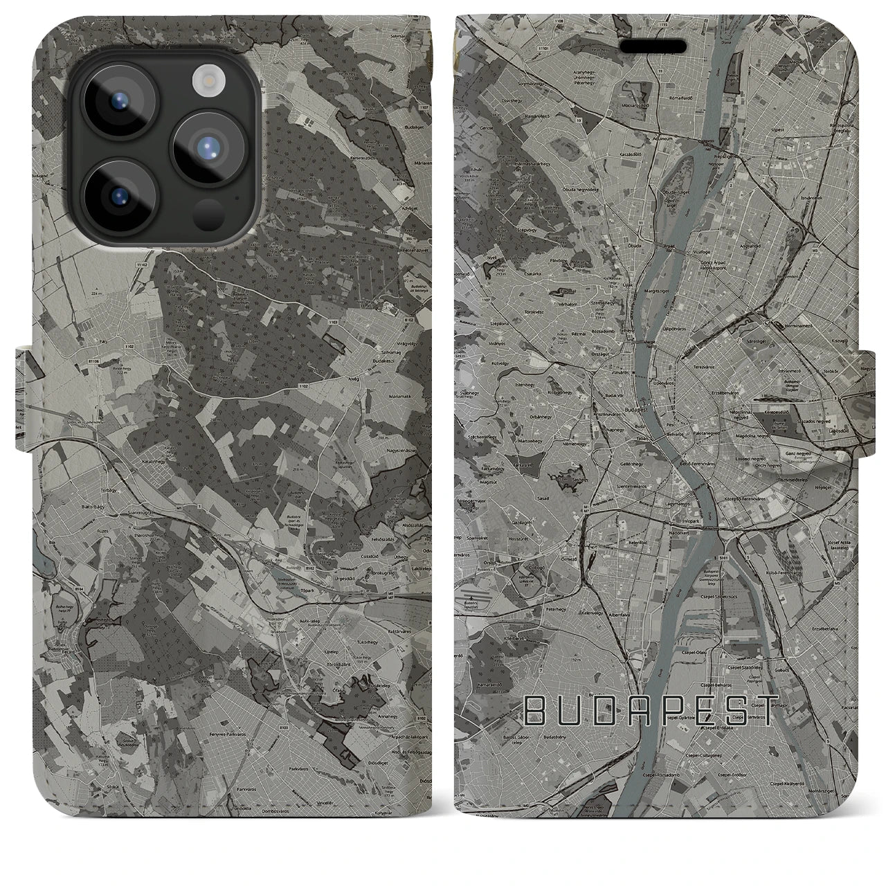 【ブダペスト(ハンガリー)】地図柄iPhoneケース(手帳タイプ)