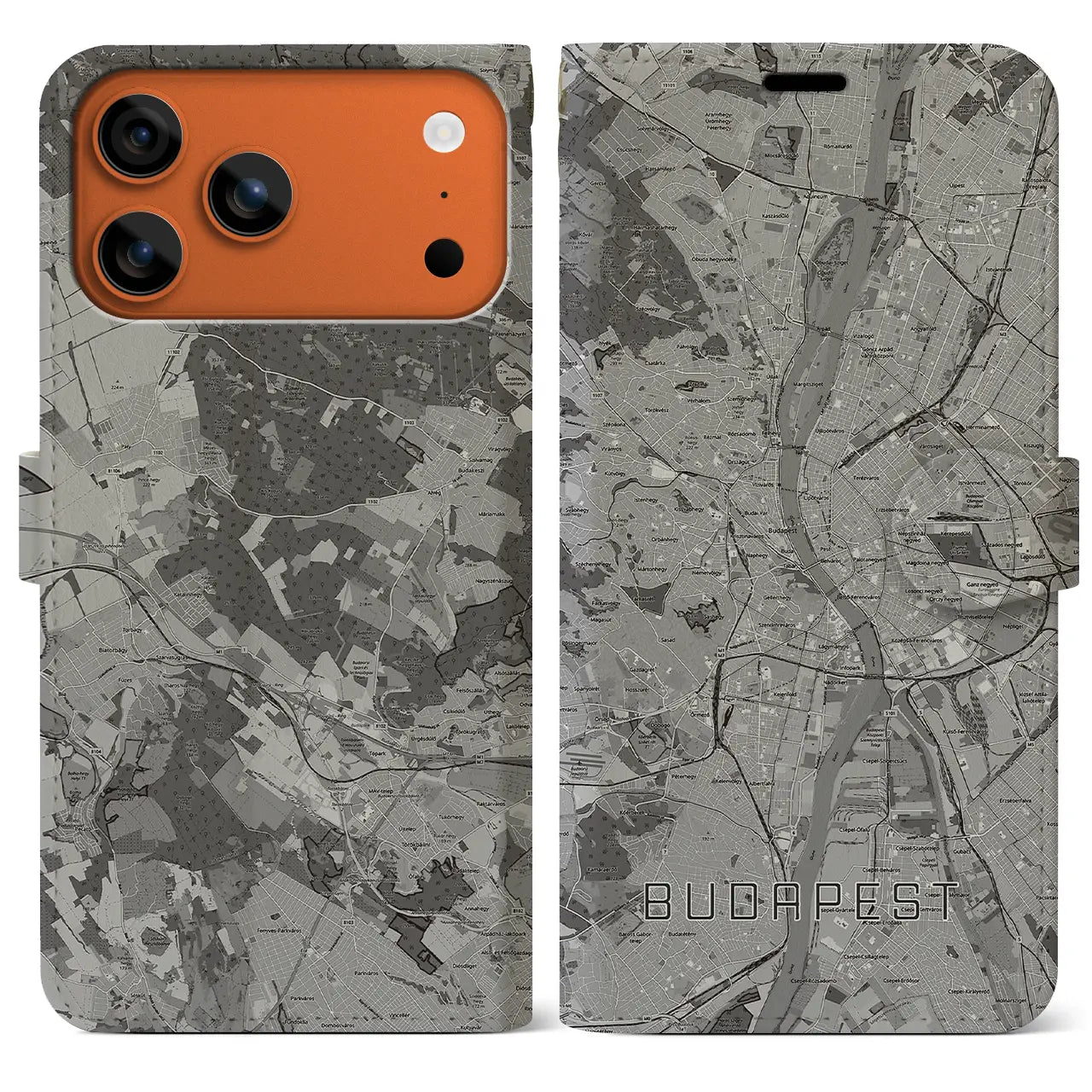 【ブダペスト(ハンガリー)】地図柄iPhoneケース(手帳タイプ)