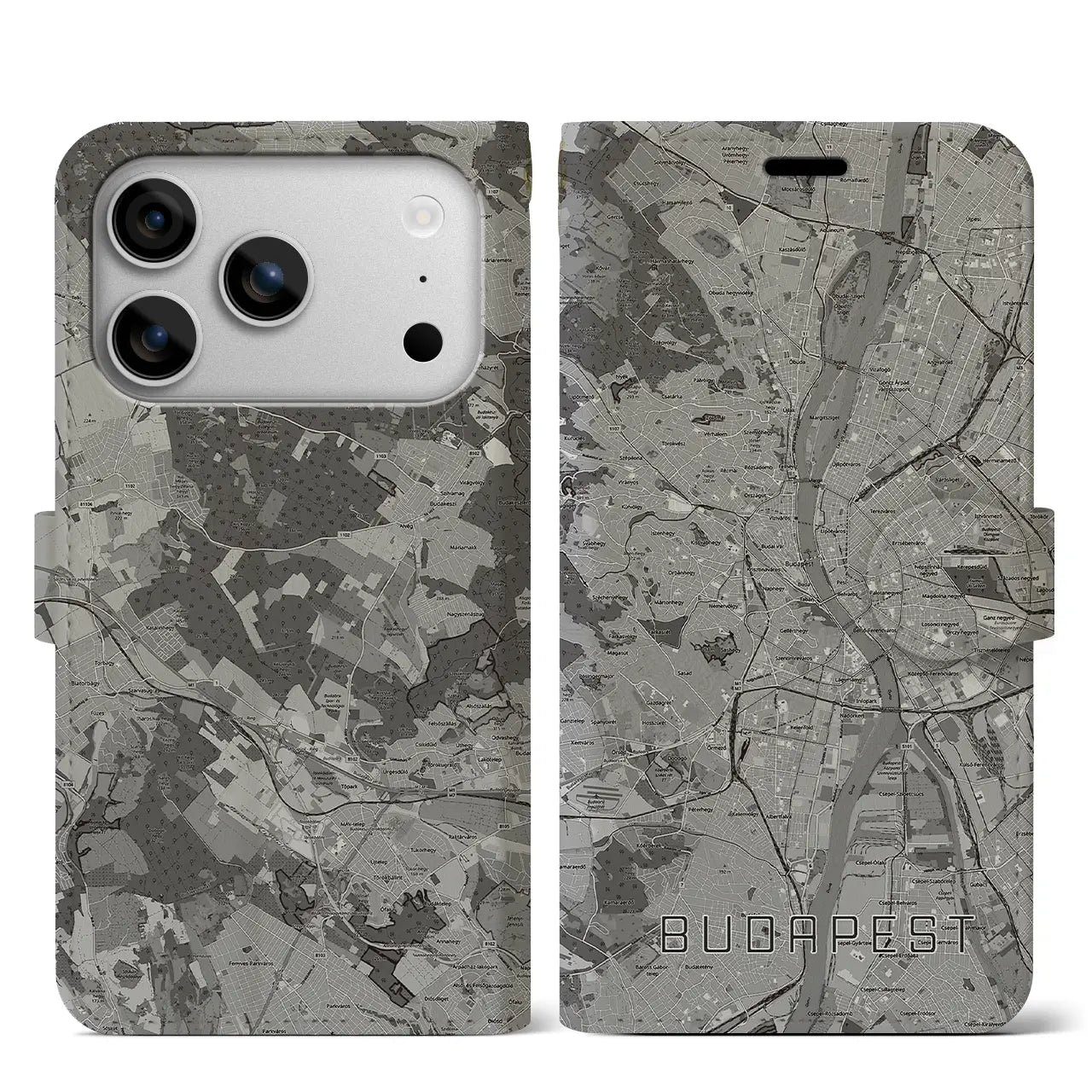 【ブダペスト(ハンガリー)】地図柄iPhoneケース(手帳タイプ)