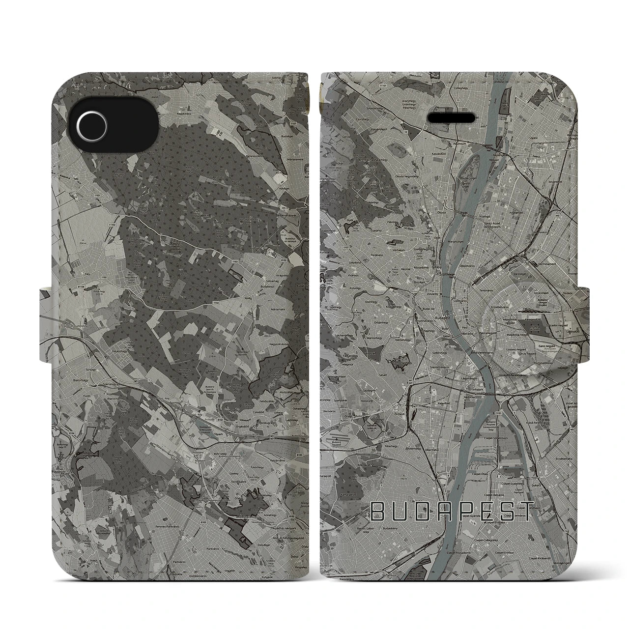 【ブダペスト(ハンガリー)】地図柄iPhoneケース(手帳タイプ)