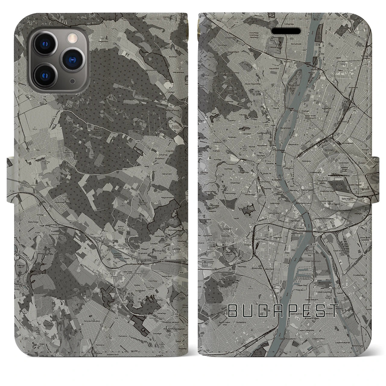 【ブダペスト(ハンガリー)】地図柄iPhoneケース(手帳タイプ)