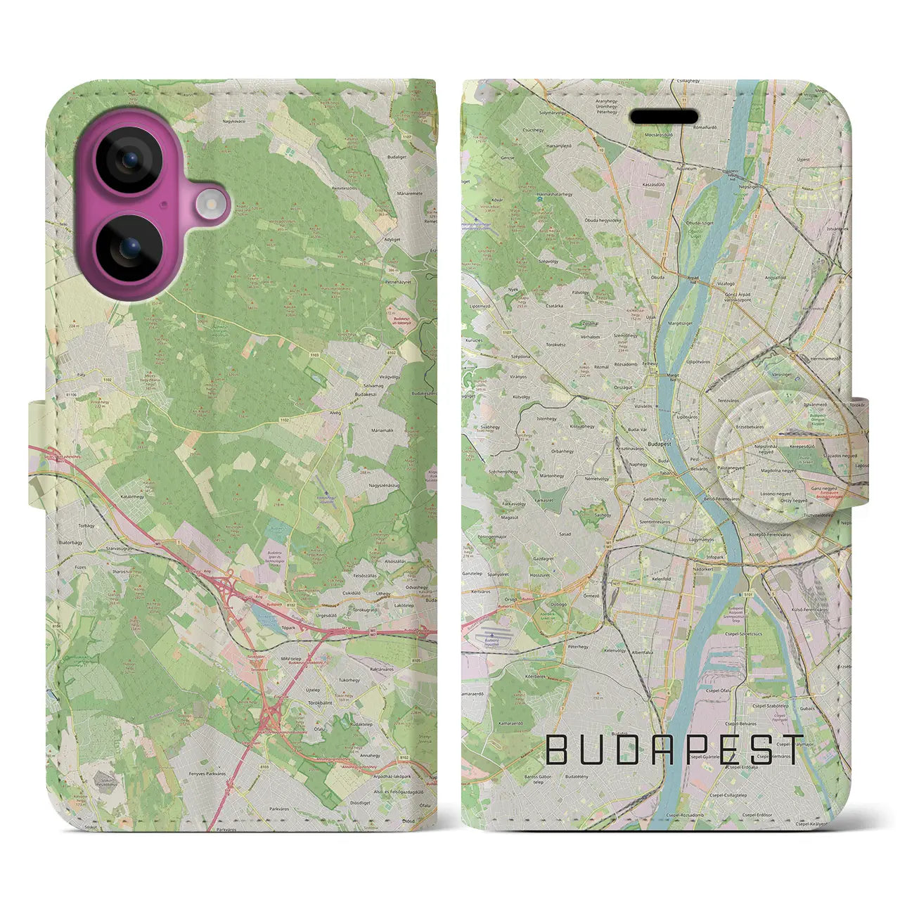 【ブダペスト(ハンガリー)】地図柄iPhoneケース(手帳タイプ)ナチュラル・iPhone 16 Pro 用