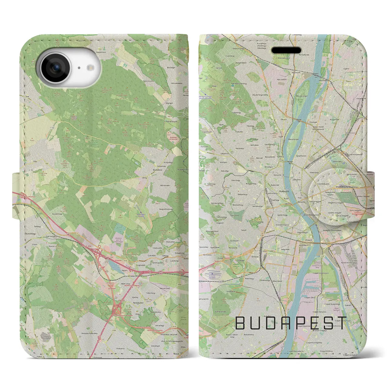 【ブダペスト(ハンガリー)】地図柄iPhoneケース(手帳タイプ)