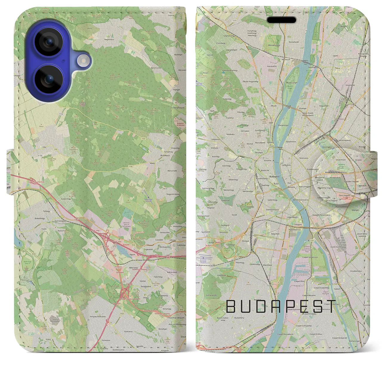 【ブダペスト(ハンガリー)】地図柄iPhoneケース(手帳タイプ)ナチュラル・iPhone 16 Pro Max 用