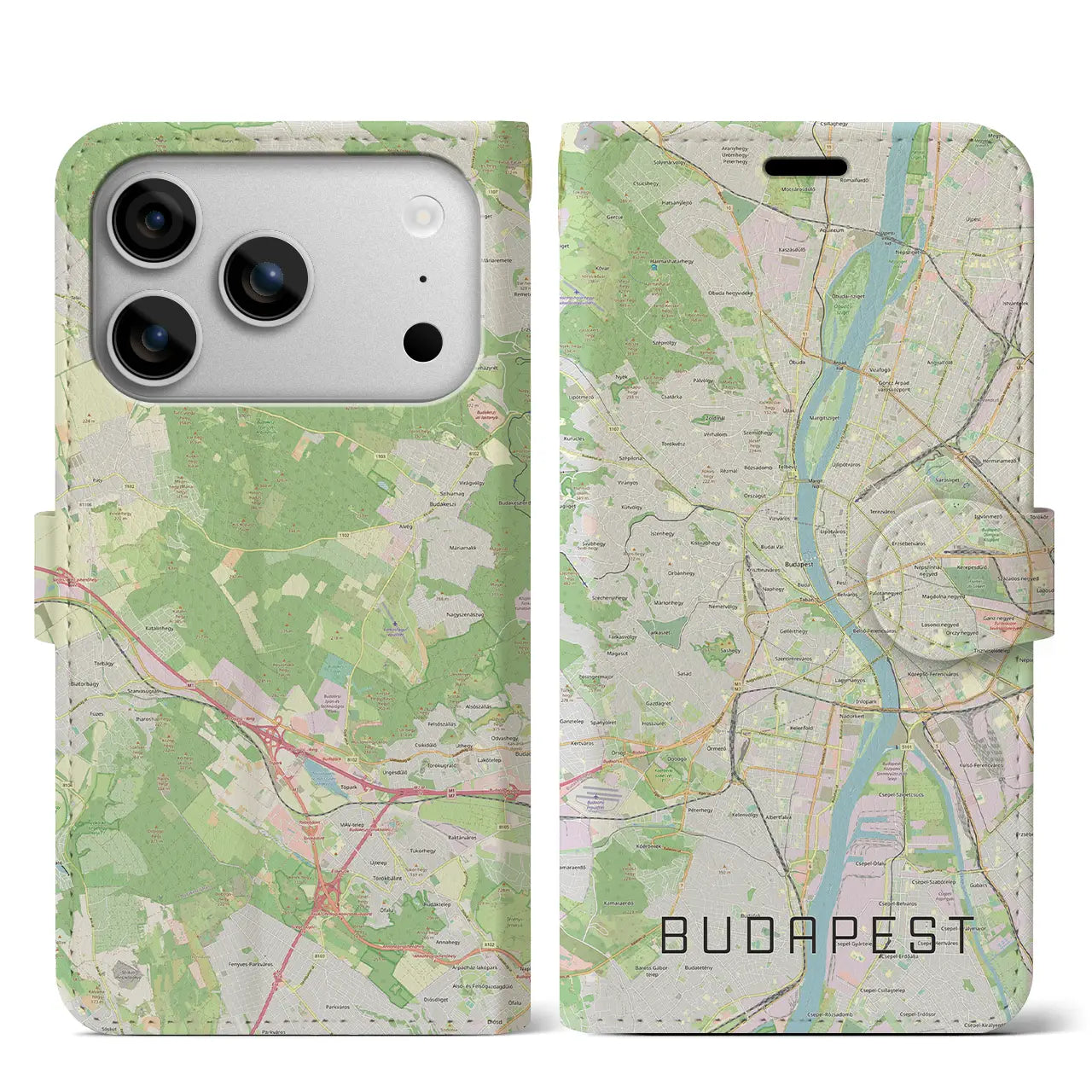 【ブダペスト(ハンガリー)】地図柄iPhoneケース(手帳タイプ)