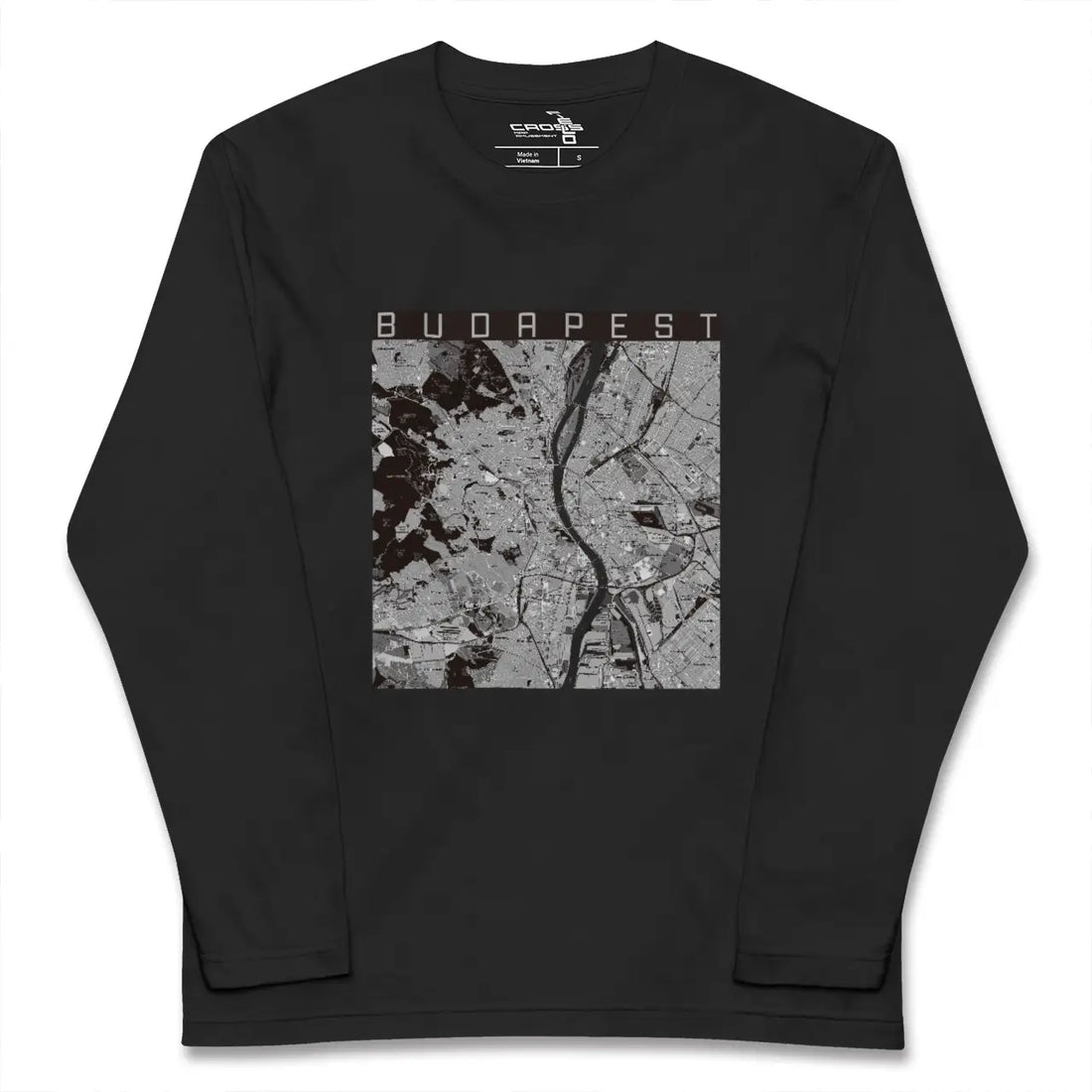 【ブダペスト(ハンガリー)】地図柄ロングスリーブTシャツ