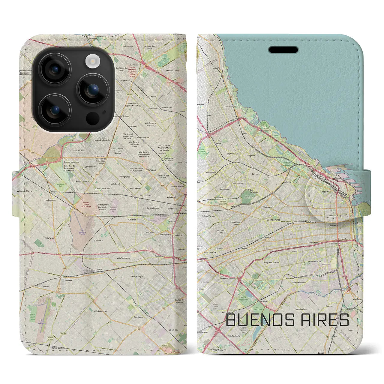 【ブエノスアイレス(アルゼンチン)】地図柄iPhoneケース(手帳タイプ)ナチュラル・iPhone 16 用