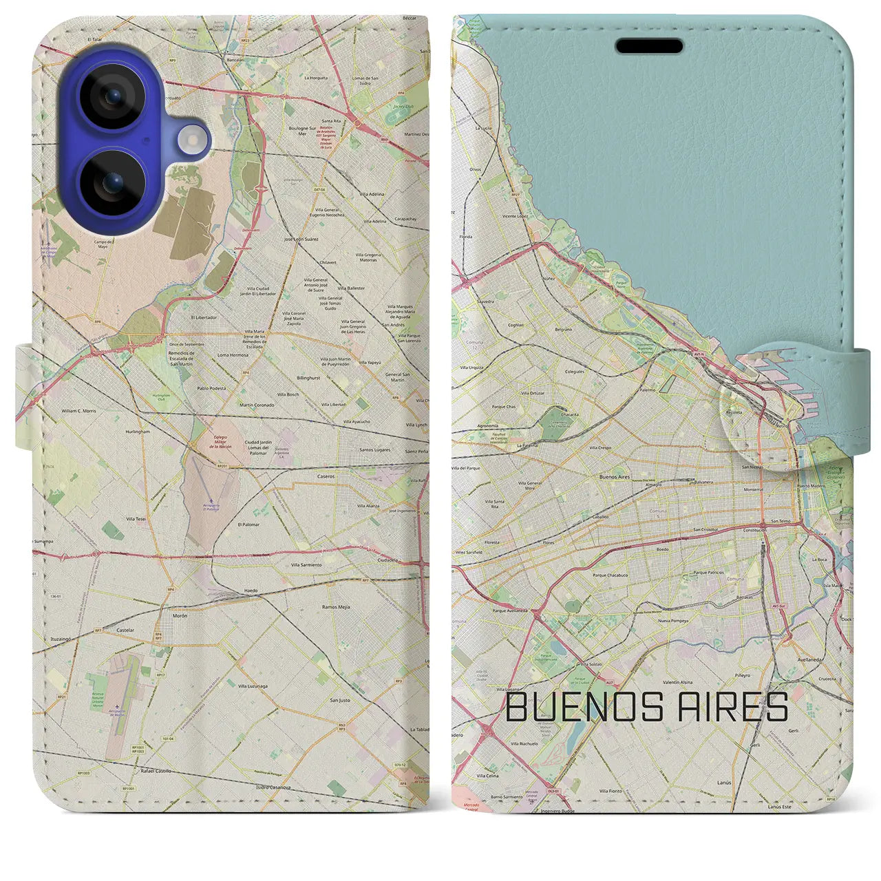 【ブエノスアイレス(アルゼンチン)】地図柄iPhoneケース(手帳タイプ)ナチュラル・iPhone 16 Pro Max 用