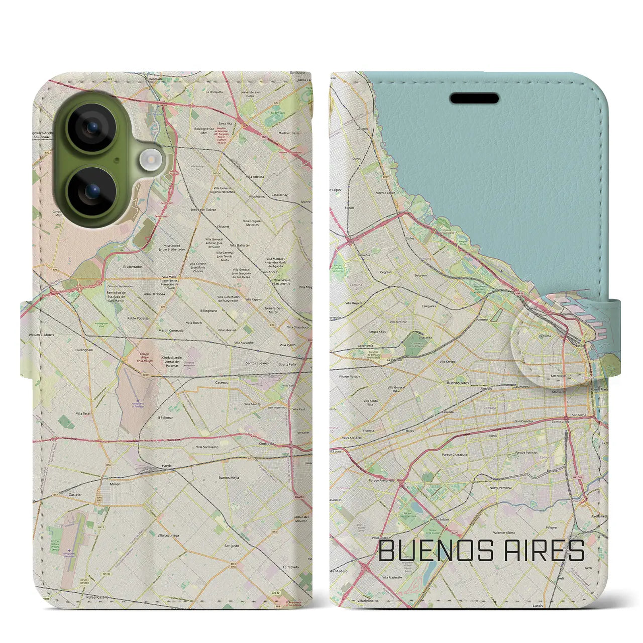 【ブエノスアイレス(アルゼンチン)】地図柄iPhoneケース(手帳タイプ)モノトーン・iPhone 17 Pro Max 用