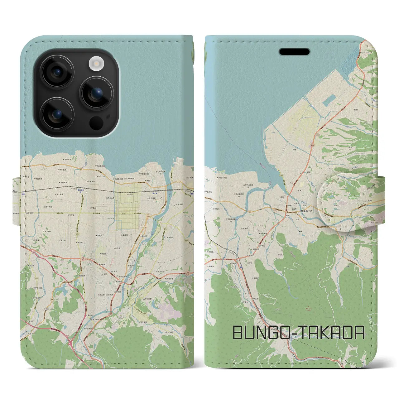 【豊後高田(大分県)】地図柄iPhoneケース(手帳タイプ)ナチュラル・iPhone 16 用