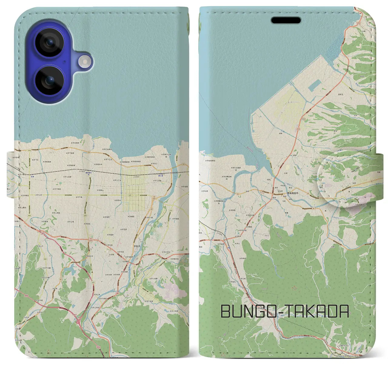 【豊後高田(大分県)】地図柄iPhoneケース(手帳タイプ)ナチュラル・iPhone 16 Pro Max 用