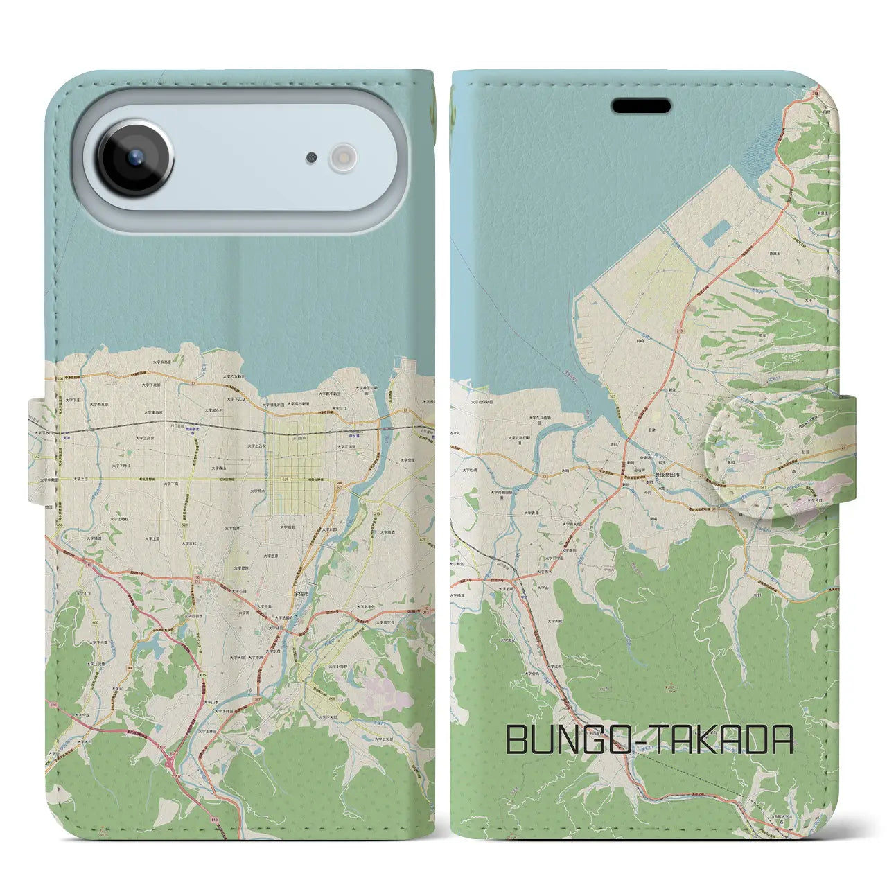 【豊後高田(大分県)】地図柄iPhoneケース(手帳タイプ)モノトーン・iPhone 17 Pro Max 用