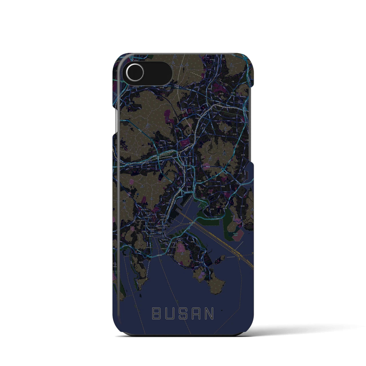 【釜山(韓国)】地図柄iPhoneケース(バックカバータイプ)