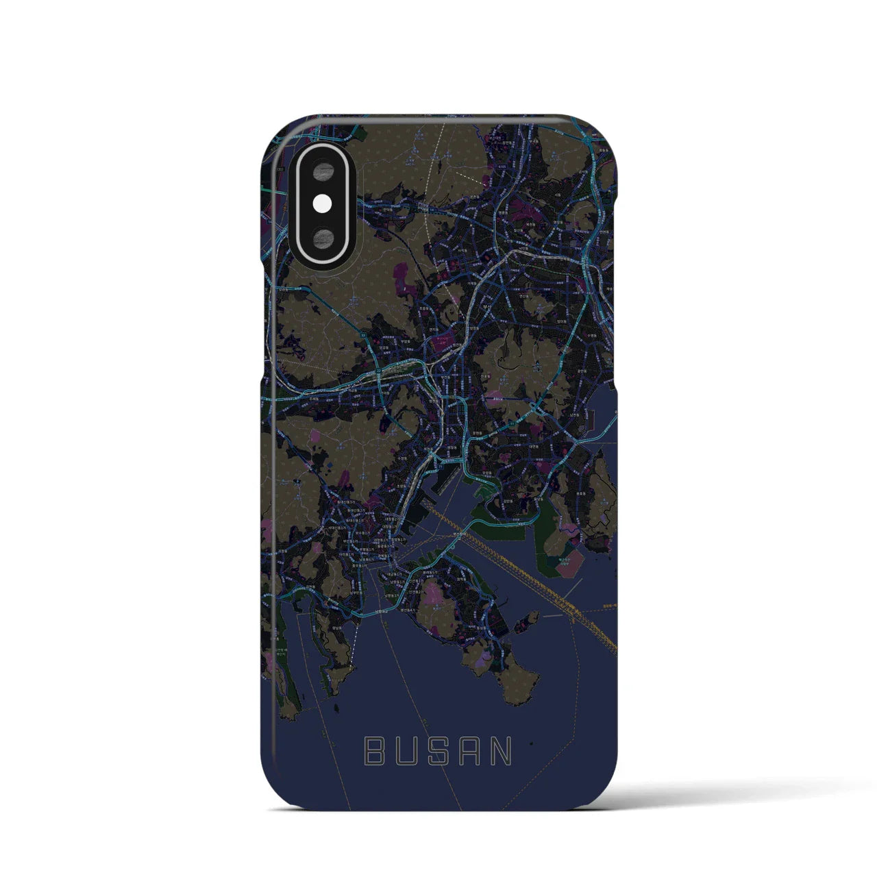 【釜山(韓国)】地図柄iPhoneケース(バックカバータイプ)