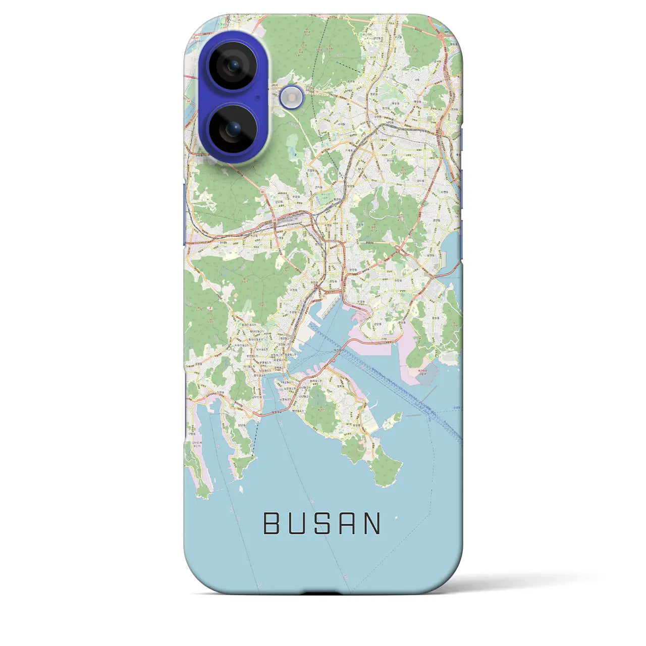 【釜山(韓国)】地図柄iPhoneケース(バックカバータイプ)ブラック・iPhone 16 Pro Max 用