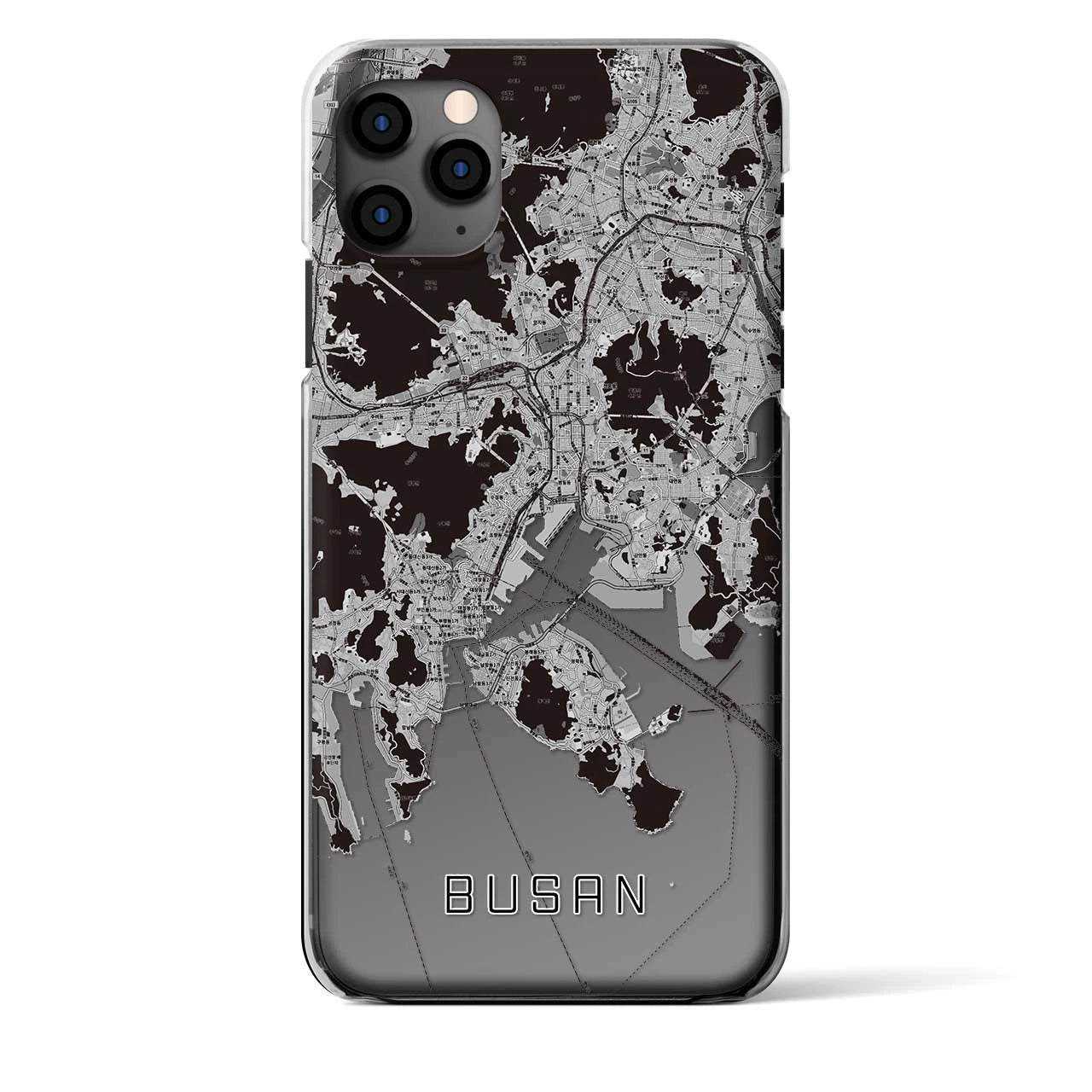 【釜山(韓国)】地図柄iPhoneケース(クリアタイプ)モノトーン・iPhone 11 Pro Max 用