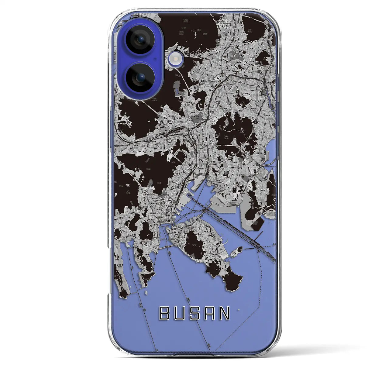 【釜山(韓国)】地図柄iPhoneケース(クリアタイプ)モノトーン・iPhone 16 Pro Max 用