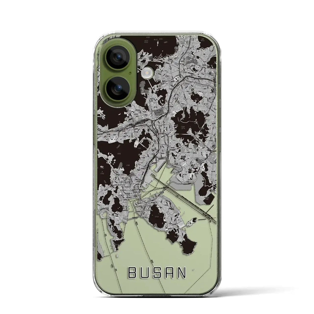 【釜山(韓国)】地図柄iPhoneケース(クリアタイプ)モノトーン・iPhone 17 Pro Max 用