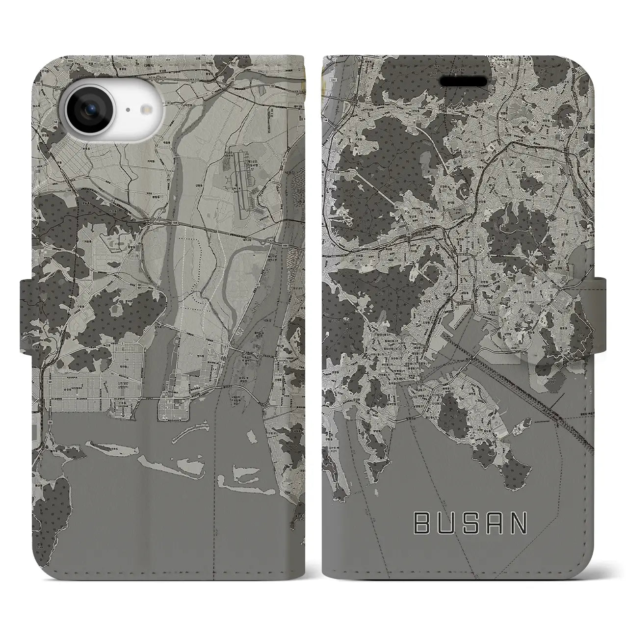 【釜山(韓国)】地図柄iPhoneケース(手帳タイプ)