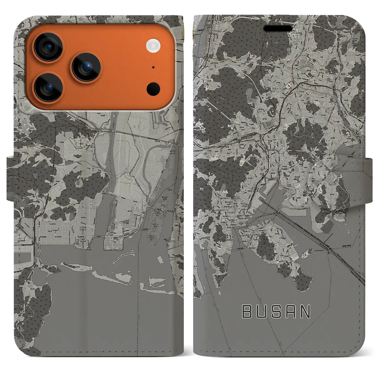 【釜山(韓国)】地図柄iPhoneケース(手帳タイプ)