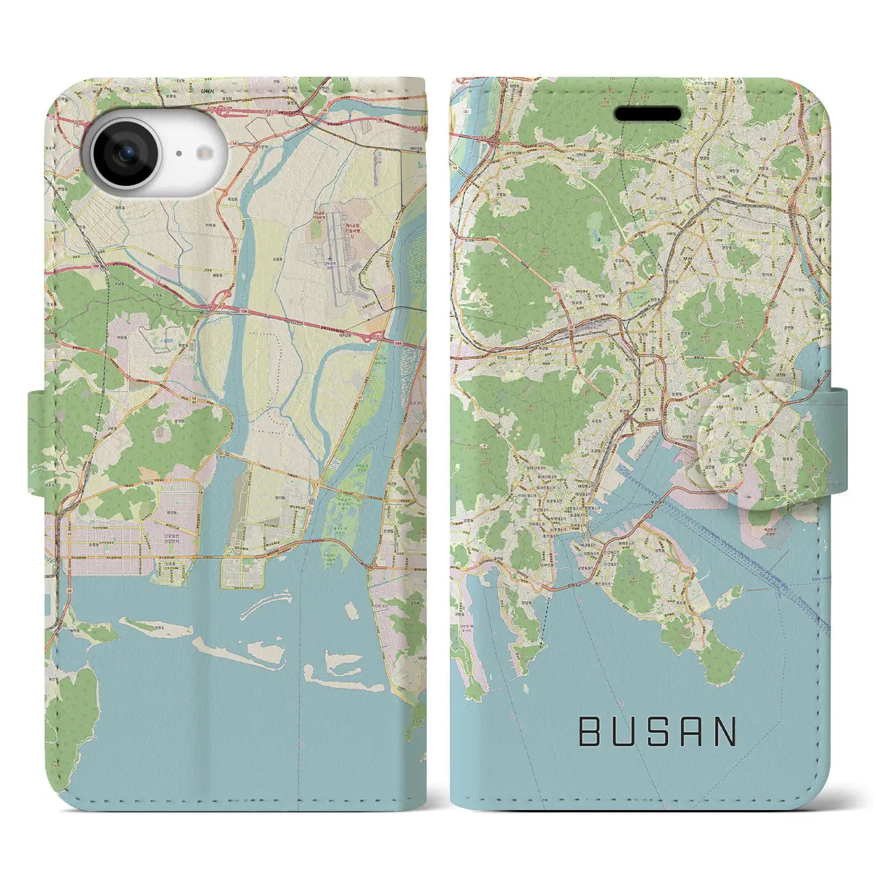 【釜山(韓国)】地図柄iPhoneケース(手帳タイプ)