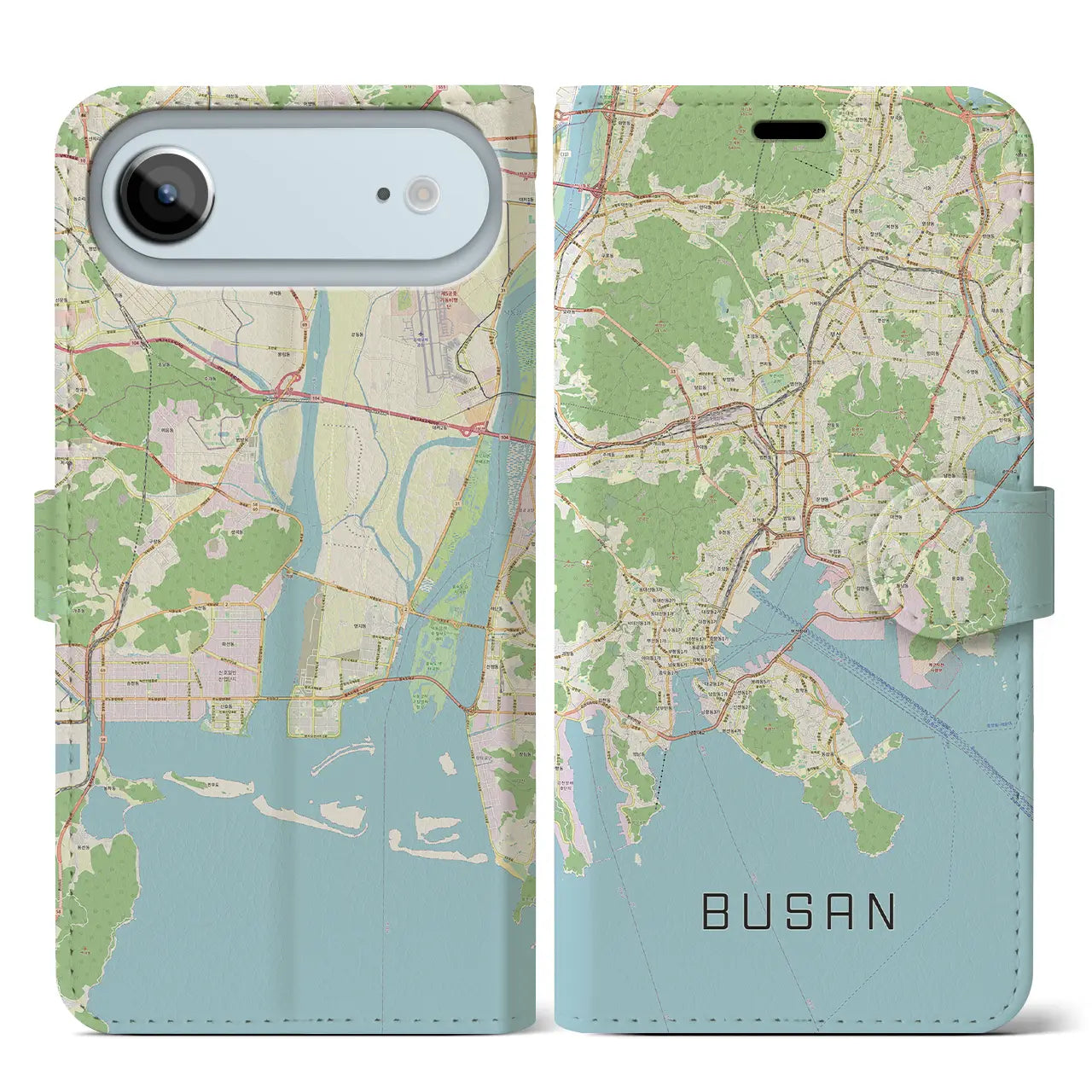 【釜山(韓国)】地図柄iPhoneケース(手帳タイプ)