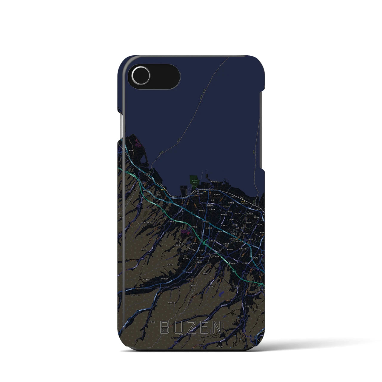 【豊前(福岡県)】地図柄iPhoneケース(バックカバータイプ)